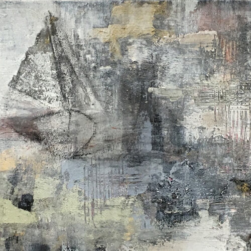 Das abstraktes Gemälde Hamburg Hafengeburtstag zeigt Segelschiffe und Frachtschiffe in abstrakter Technik bei Hamburger Schmuddelwetter