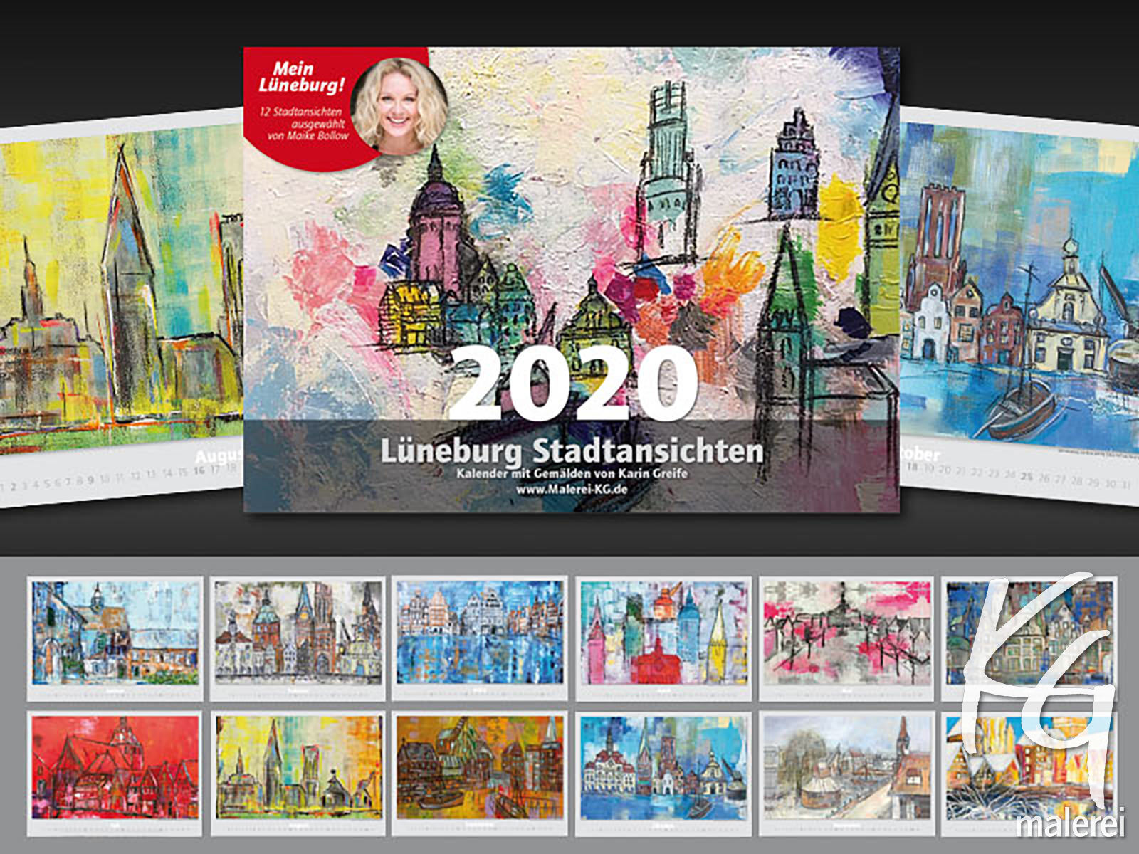 Kunst Kalender von Karin Greife 2020 mit Lüneburg Motiven