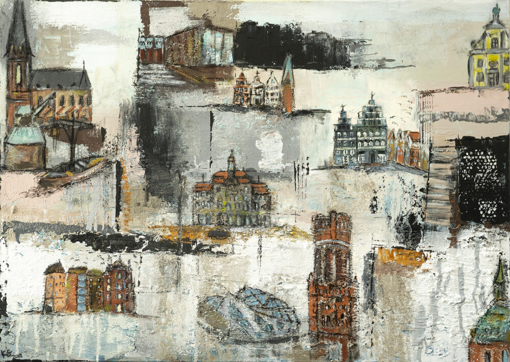 Gemälde Salzstadt Lüneburg (weiß)