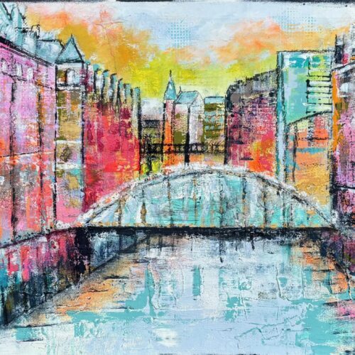 Gemälde "Sommerliche Speicherstadt Hamburg"