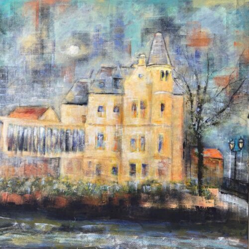 Gemälde Villa Heyn Lüneburg bei Nacht